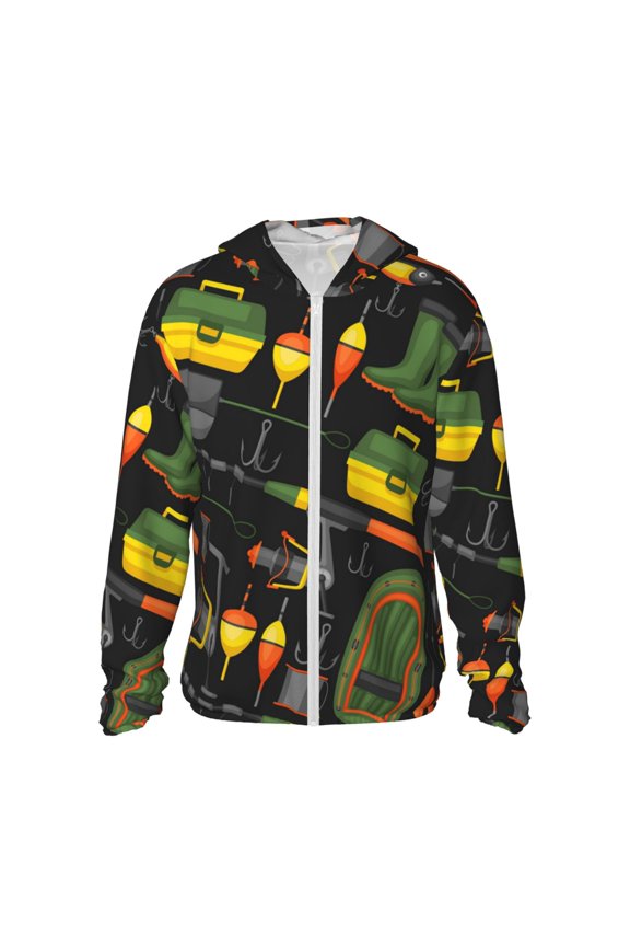 Women Men Sun Protection Hoodie Jacket Zip Long Sleeve Shirt Hiking Outdoor , Fisherman Fishing Supplies Bait