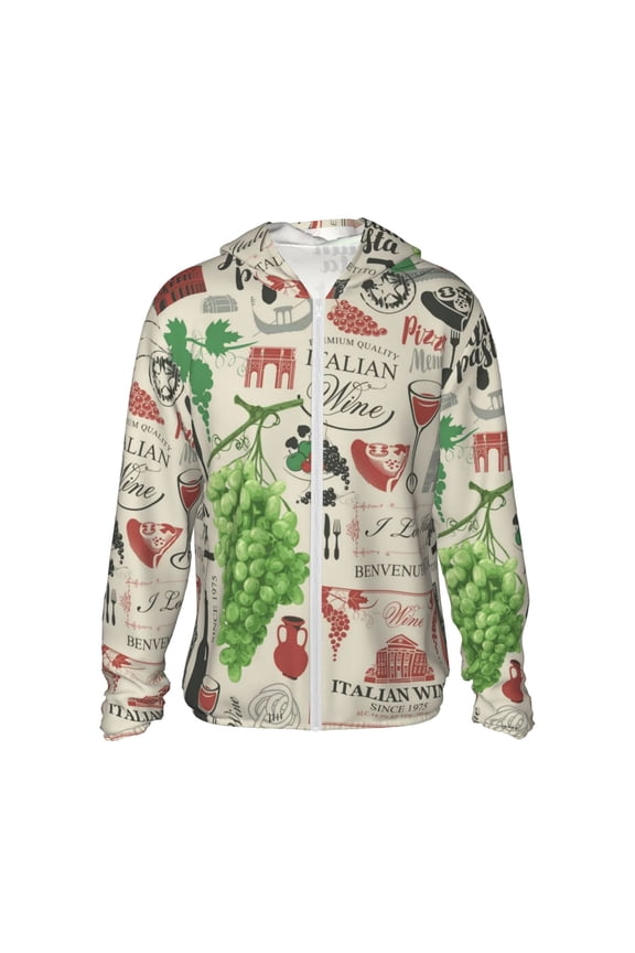 Women Men Sun Protection Hoodie Jacket Zip Long Sleeve Shirt Hiking Outdoor , Italian Cuisine Italy VintageFood Wine Cafe Italy Bar European Europe