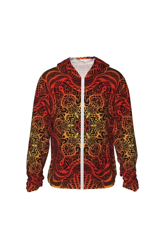 Women Men Sun Protection Hoodie Jacket Zip Long Sleeve Shirt Hiking Outdoor , Kaleidoscope Vintage Psychedelic Trippy
