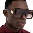 thumbnail image 1 of Women Men Sunglasses Fashion Flat Lens Square Big Brown Lens, 1 of 10