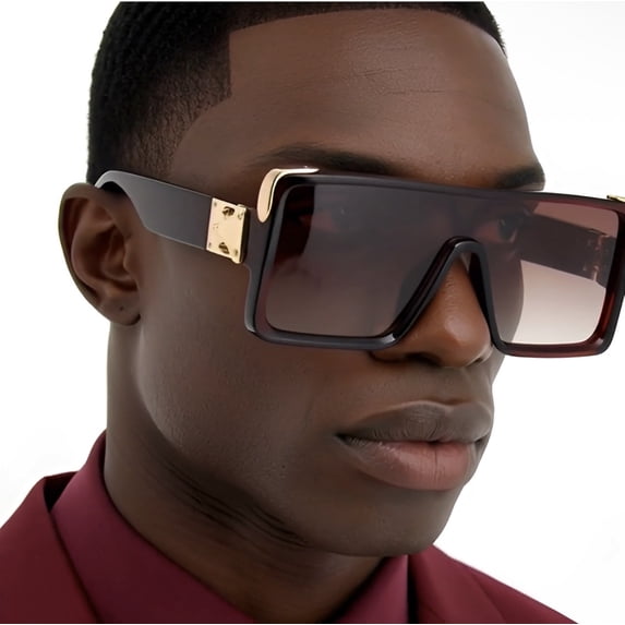 Women Men Sunglasses Fashion Flat Lens Square Big Brown Lens