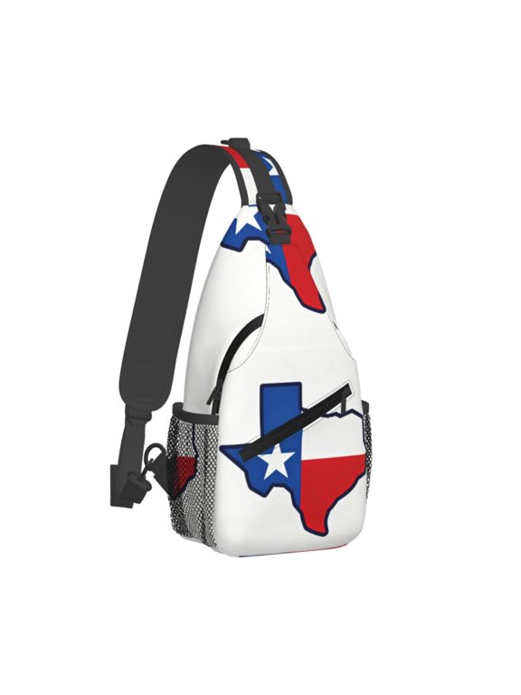 Women Men Texas Flag Map Sling Backpack Casual Shoulder Sling Bag Gym Travel Hiking Daypack