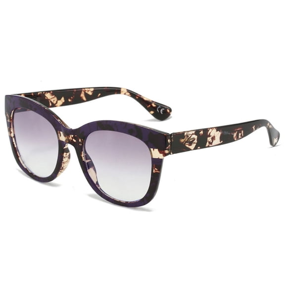 Women Men Thick BIFOCAL Reading Glasses 3.00 Purple Floral Gradient Tinted Gray Spring Hinge Square Bifocal Readers +3.00 Strength