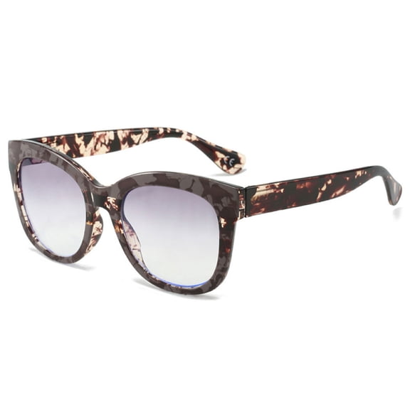 Women Men Thick BIFOCAL Reading Glasses 4.00 Gray Floral Gradient Tinted Gray Spring Hinge Square Bifocal Readers +4.00 Strength