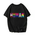 thumbnail image 1 of Women Men Tops LGBTQ Human Gay & Lesbian Rainbow Pride Flag T-Shirt Graphics Funny Casual Shirts Gift Tee Black Small, 1 of 3