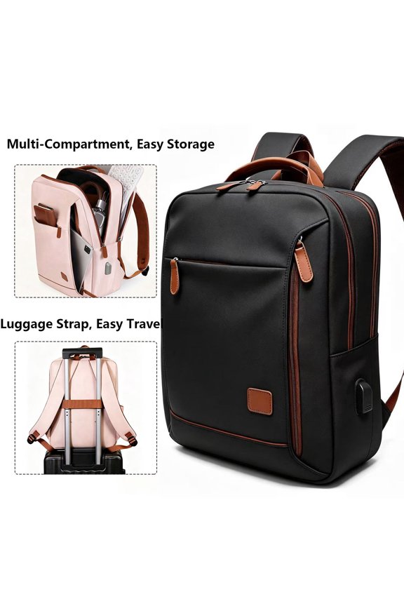 Women Men Travel Backpack W/ USB Charging Port,Personal Item Bag Airline Approved,Anti-Theft Water Resistant Rucksacks Fit 14" Laptop,Lightweight Casual Daypack for College School Business