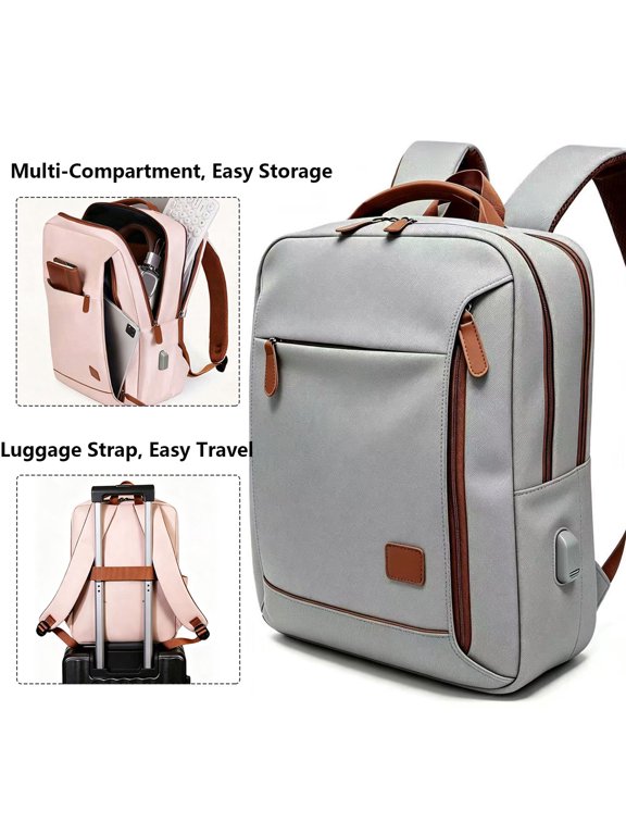 Women Men Travel Backpack W/ USB Charging Port,Personal Item Bag Airline Approved,Anti-Theft Water Resistant Rucksacks Fit 14" Laptop,Lightweight Casual Daypack for College School Business
