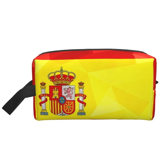 Women Men Travel Toiletry Bag Spanish Flag Cosmetic Makeup Bag Water Resistant Hanging Wash Bag