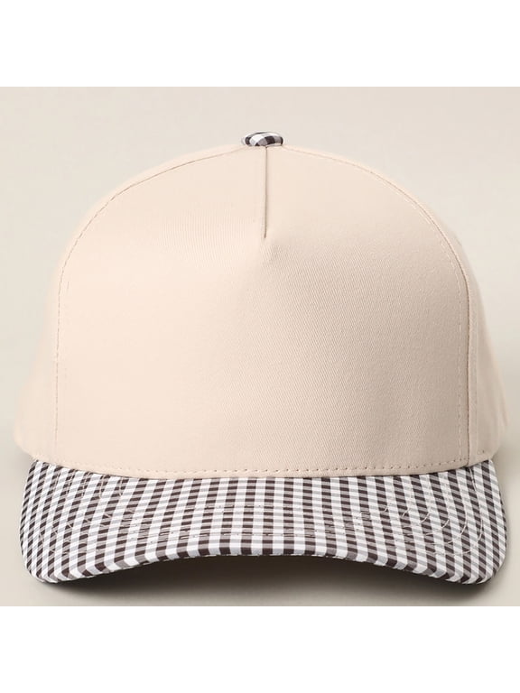 Women Men Two Tone Plaid Brim Baseball Cap, Adjustable Curved Bill Trucker Hat with Snapback Closure, Lightweight Breathable Check Visor Dad Hat for Outdoor Daily Wear Black