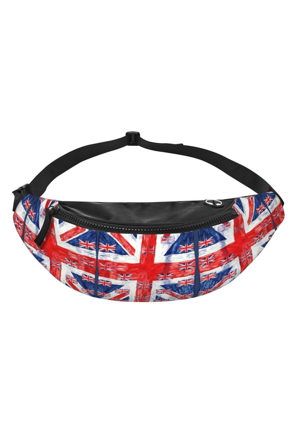 Women Men Uk Flag Union Jack Fanny Pack Sling Crossbody Bag for Outdoor Travel Sports Hiking