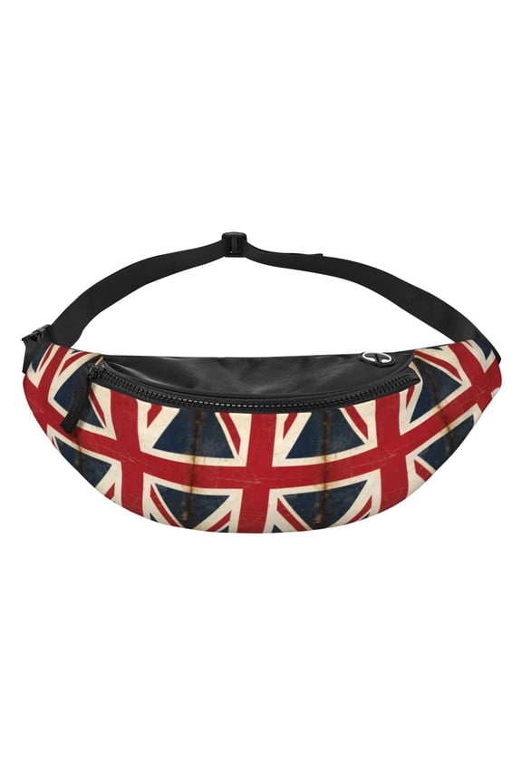Women Men Union-Jack Flag Fanny Pack Sling Crossbody Bag for Outdoor Travel Sports Hiking