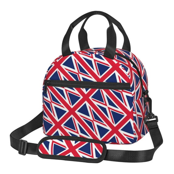 Women Men Union Jacks Flag Reusable Insulated Lunch Cooler Leakproof Meal PrepTote Bag with Removable Adjustable Shoulder Strap