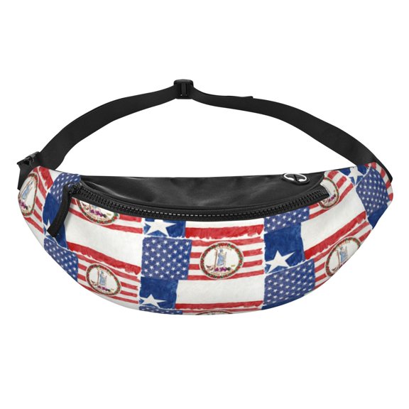 Women Men Virginia Texas Flag Crossbody Fanny Waist Bag Pack Belt Bag for Travel Hiking