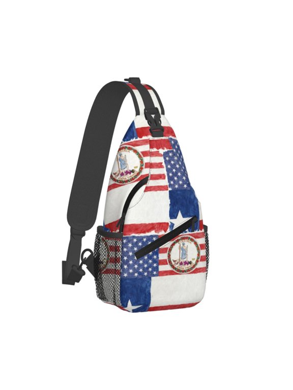 Women Men Virginia Texas Flag Sling Backpack Casual Shoulder Sling Bag Gym Travel Hiking Daypack