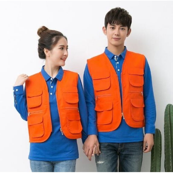 Women Men Volunteer Work Vest Jacket Tops Fashion Supermarket Overalls Clothes