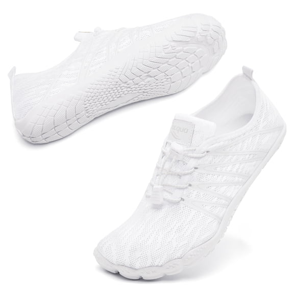 Women Men Water Shoes Breathable Swimming Shoes for Surfing Walking White 9 Women/8 Men