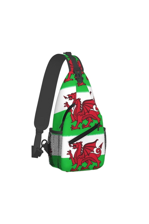 Women Men Welsh Dragon Flag Sling Backpack Casual Shoulder Sling Bag Gym Travel Hiking Daypack