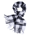 thumbnail image 1 of Women Men White/Black Buffalo Check Plaid Scarves Classic Warm Soft Scarf with Fringes, 1 of 2