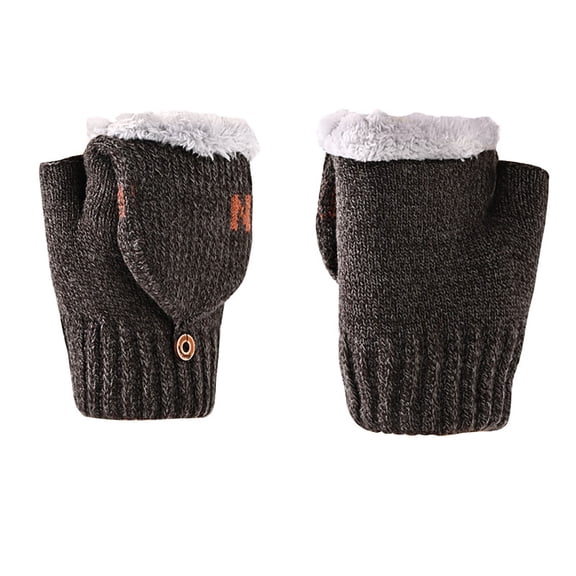 Women Men Winter Fingerless Gloves Mittens Flip Top Knit Mittens Gloves, Ribbed Cuff Warm Hand Warmers for Typing Driving Cold Weather