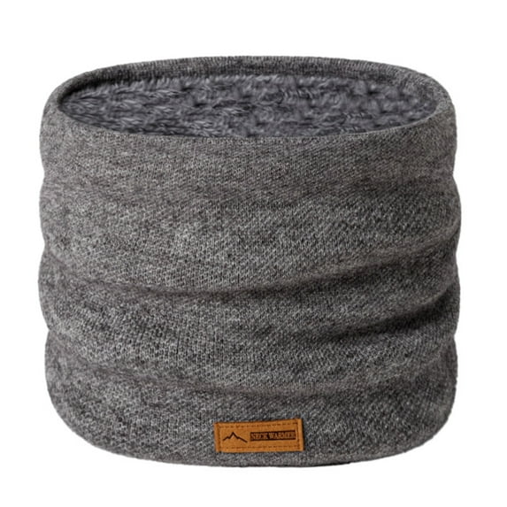 Women Men Winter Neck Gaiter Solid Color Circle Loop Scarf Solid Color Thick Fleece Lining Knitting Scarf