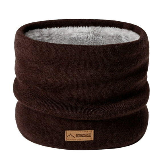 Women Men Winter Neck Gaiter Solid Color Circle Loop Scarf Solid Color Thick Fleece Lining Knitting Scarf