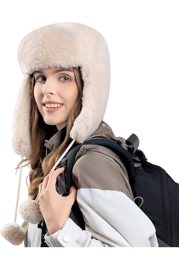 Women Men Winter Trapper Hats Ear Flaps Ushanka Trooper Hunting Hat Outdoor Ski Snow Windproof Cap