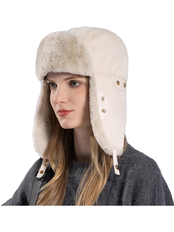 Women Men Winter Trapper Hats Ear Flaps Ushanka Trooper Hunting Hat Outdoor Ski Snow Windproof Cap