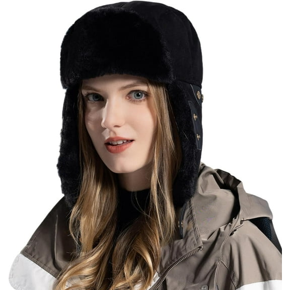 Women Men Winter Trapper Hats Ear Flaps Ushanka Trooper Hunting Hat Outdoor Ski Snow Windproof Cap