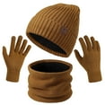 thumbnail image 1 of Women&Men Winter Warm Cute Wool Hat Scarf Gloves Slouchy Three Pieces Winter Snow Knit Cap Screen Mittens Scarves Sets, 1 of 3