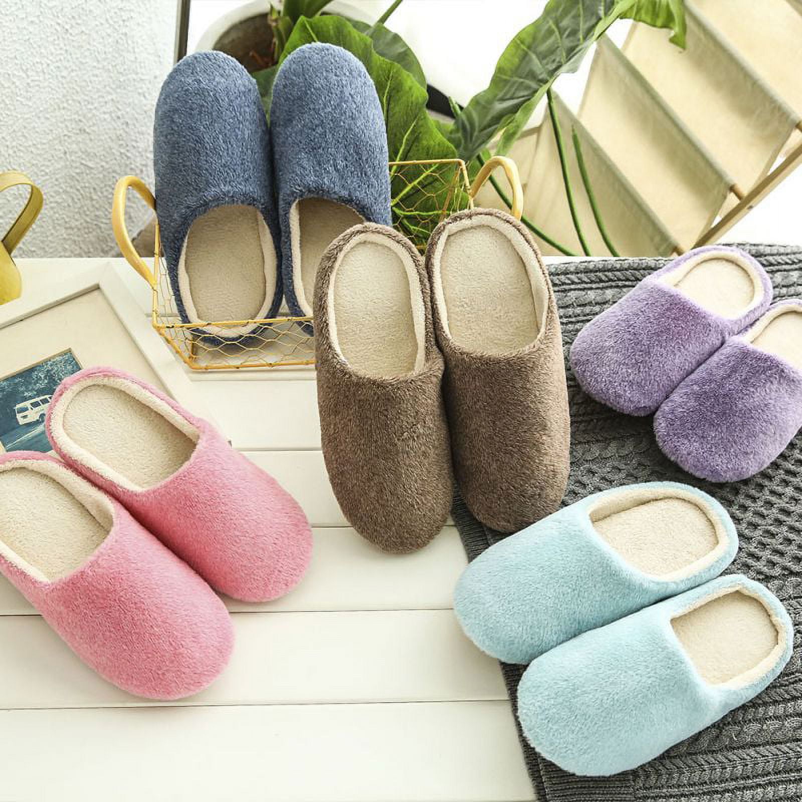 Women Men Winter Warm Fleece Anti-Slip Slippers Home Sandals Indoor House  Shoes