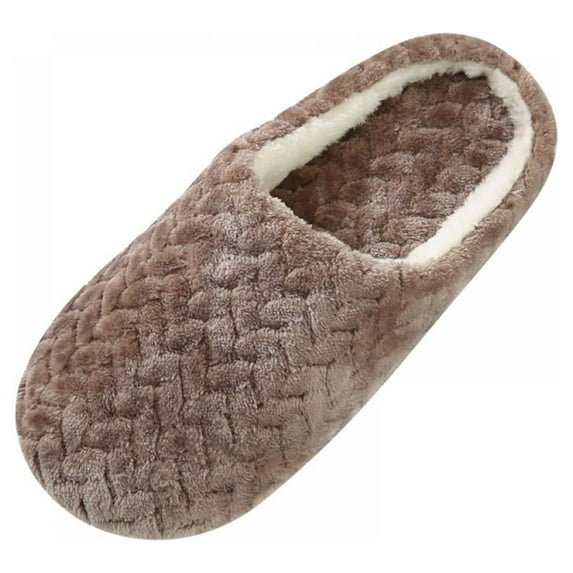 Women Men Winter Warm Jacquard Soft Bottom Cotton Suede Anti-Slip Slippers Indoor Shoes