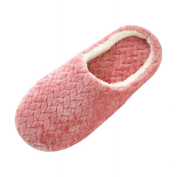 Women Men Winter Warm Jacquard Soft Bottom Cotton Suede Anti-Slip Slippers Indoor Shoes