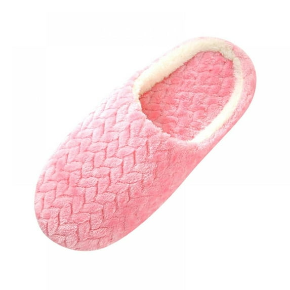 Women Men Winter Warm Jacquard Soft Bottom Cotton Suede Anti-Slip Slippers Indoor Shoes