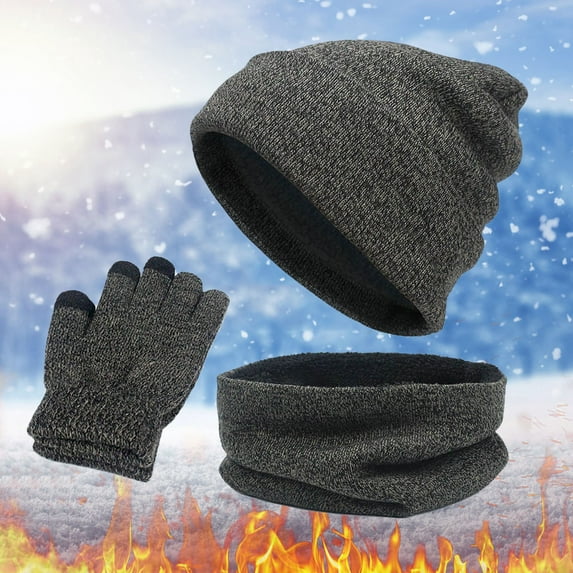 Women&Men Winter Warm Wool Hat Scarf Gloves Slouchy Three Winter Snow Knit Cap Screen Mittens Scarves Sets Scarf Gloves Boys Scarf Gloves Earmuff Set Women Scarf Gloves Hat Scarf Gloves Set Hat Gloves