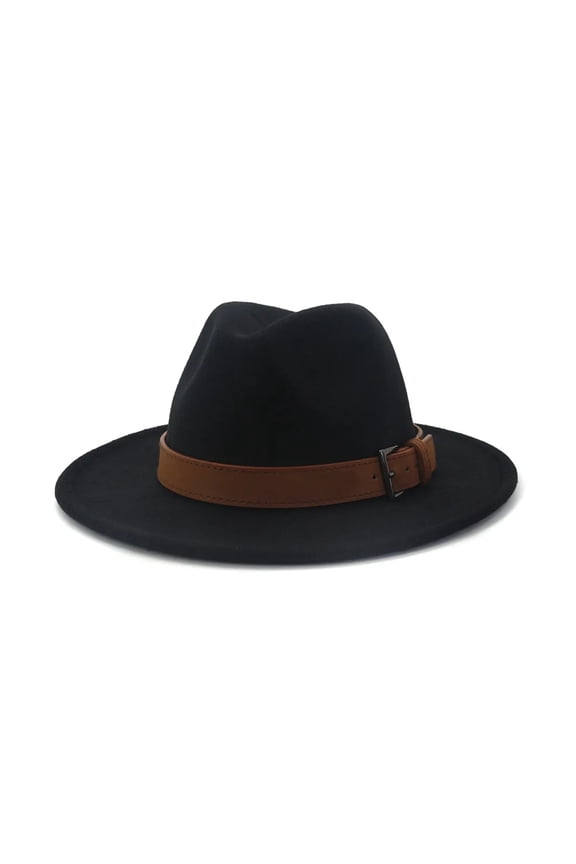 Women Men Wool Fedora Hat With Leather Panama Hat Winter Autumn Wide Brim Jazz Trilby Male Female Casual Sombrero Cap ,Unique Design