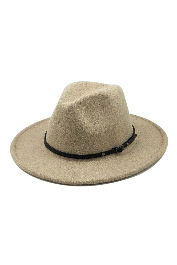 Women Men Wool Fedora Hat With Leather Ribbon Gentleman Lady Winter Autumn Wide Brim Jazz Church Panama Sombrero Cap ,Classic Vintage