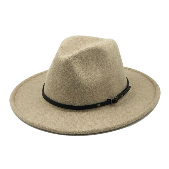 Women Men Wool Fedora Hat With Leather Ribbon Gentleman Lady Winter Autumn Wide Brim Jazz Church Panama Sombrero Cap ,Durable Quality