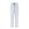 thumbnail image 1 of Women Men Workwear Uniform Pants Solid Straight Barrel Draw Rope Elastic Waist Multiple Pockets Worker Pants, 1 of 8