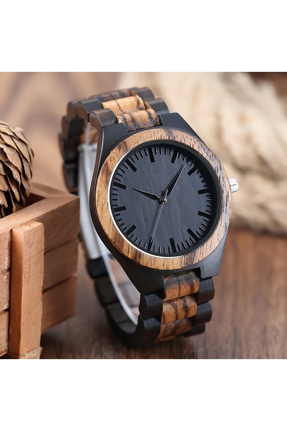 Women & Men's Classic Fashion Wooden Watch, Rustic Analog Quartz Timepiece, Elegant Wood Wristwatch with Adjustable Band, Lightweight Accessory for Casual Attire