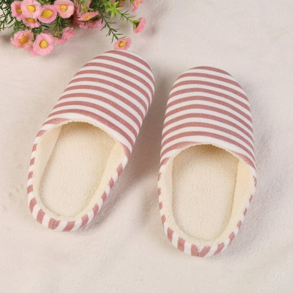 Women Men's Comfort Knitted Cotton Slippers Washable Flat Closed Toe Ultra Lightweight Indoor Shoes with Non-Slip Sole