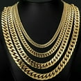 thumbnail image 1 of Women Men's Gold Plated Stainless Steel Curb Cuban Link Chain Necklace Jewelry, 1 of 8
