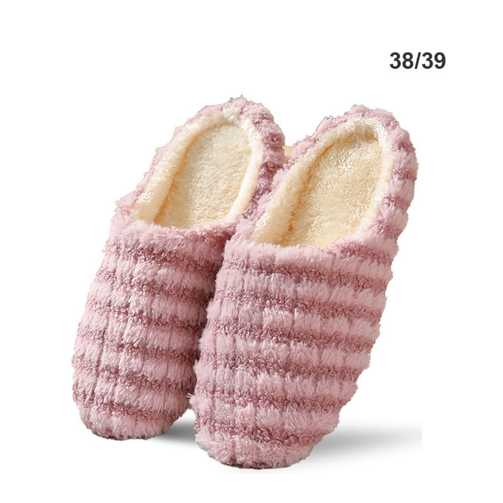Women and Men's House Stripe Cotton Slippers,Washable Cotton Slippers