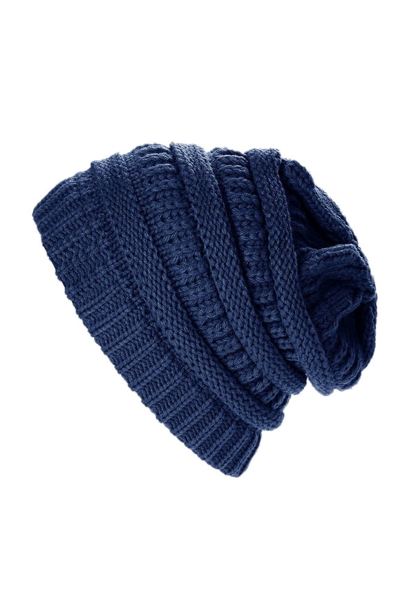 Women Men's Knitted Beanie Hat Skull Baggy Chunky Messy Ski Winter Cap