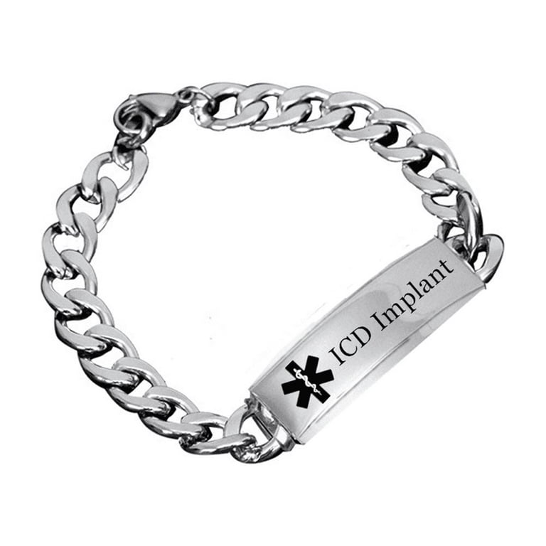 Women Men's Medical Alert ICD Implant Bracelet Personalized Medic