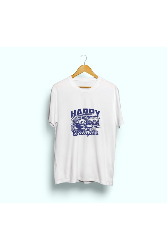 Women Men’s short sleeved T-shirt, Happy Camper Panda Van Adventure pattern printed cotton comfortable and breathable,Perfect for birthdays, holidays or any special occasion