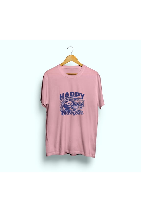 Women Men’s short sleeved T-shirt, Happy Camper Panda Van Adventure pattern printed cotton comfortable and breathable,Perfect for birthdays, holidays or any special occasion