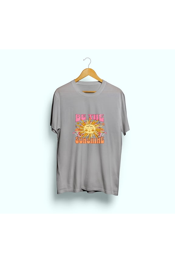 Women Men’s short sleeved T-shirt, Sunshine Sun Face Retro Hippie pattern printed cotton comfortable and breathable,Perfect for birthdays, holidays or any special occasion