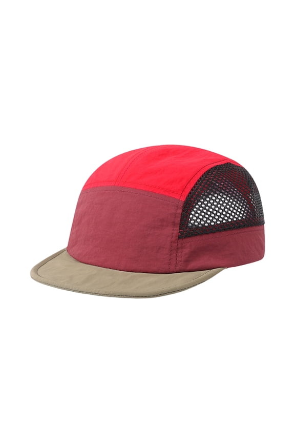 Women Mens 5 Panel Hat Color Block Short Brim Baseball Caps Mesh Flat Bill Running Coffee,One Size