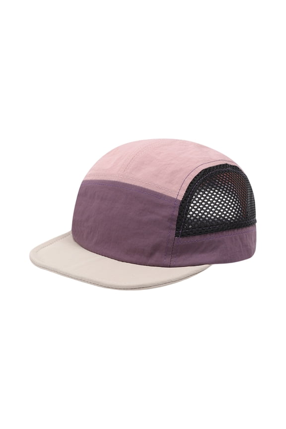 Women Mens 5 Panel Hat Color Block Short Brim Baseball Caps Mesh Flat Bill Running Coffee,One Size