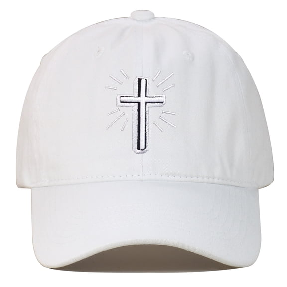 Women Mens Baseball Cap Embroidered Jesus Cross Baseball Cap Basketball Outdoor Sports Hop Adjustable Sun Hat White One Size